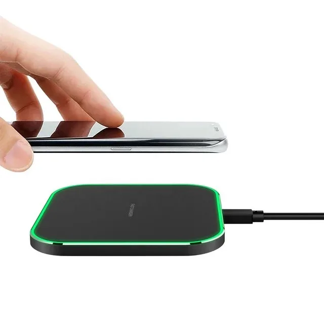 15W Wireless Charger, Square Shape Fast Charger with Anti-slip Mat & Data Cable - Image 3