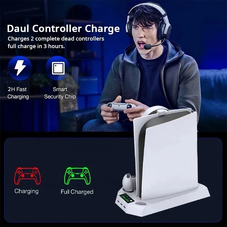 PS5 Charging Pad, Cooling Bracket, Compatible with PS5 Game Console, 1 Piece Gaming Controller Vertical Stand Cooling Fan - Image 5