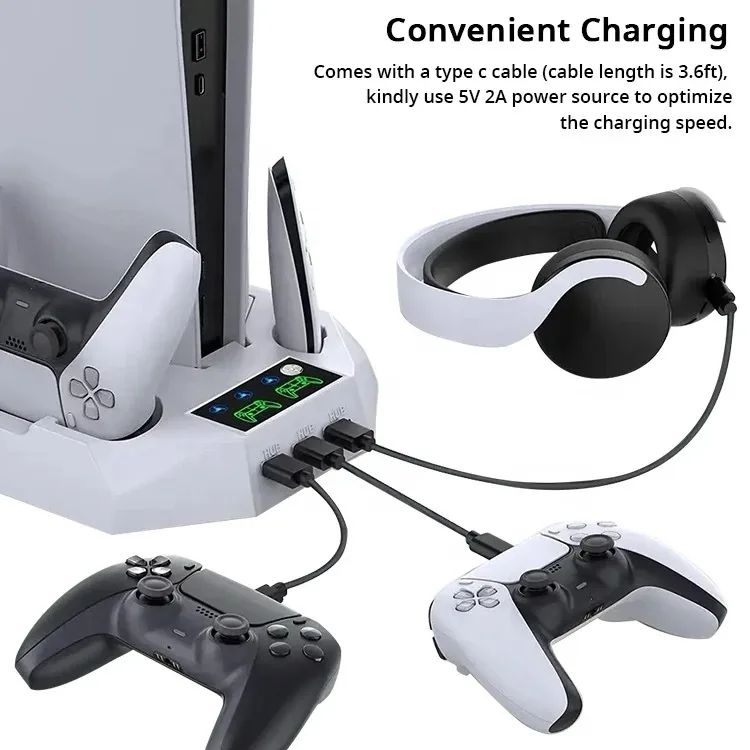 PS5 Charging Pad, Cooling Bracket, Compatible with PS5 Game Console, 1 Piece Gaming Controller Vertical Stand Cooling Fan - Image 2