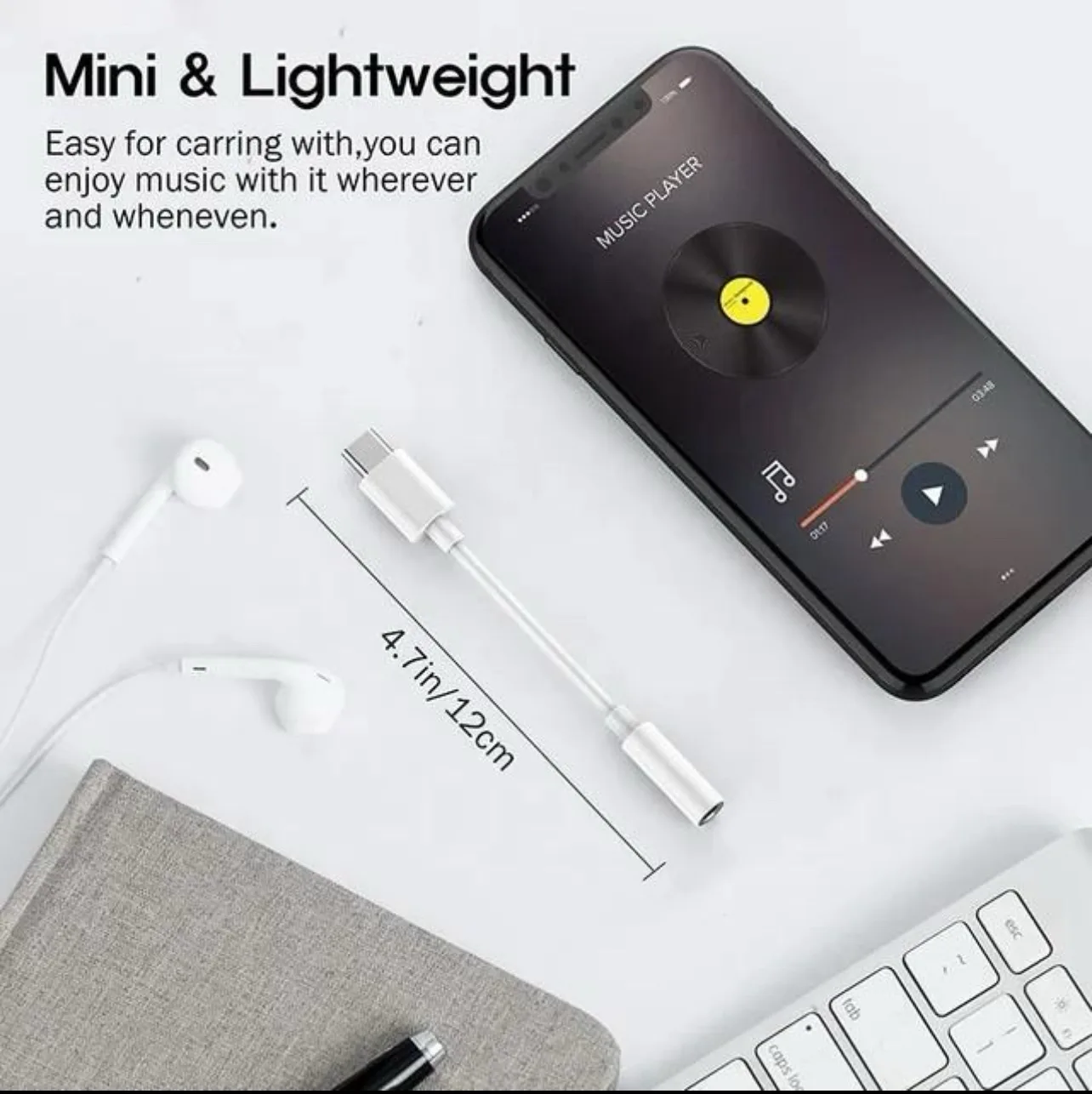 Type C Adapter to 3.5mm Jack, 1 Piece USB Type C to 3.5mm AUX Audio Headphone Jack Cable Adapter - Image 3