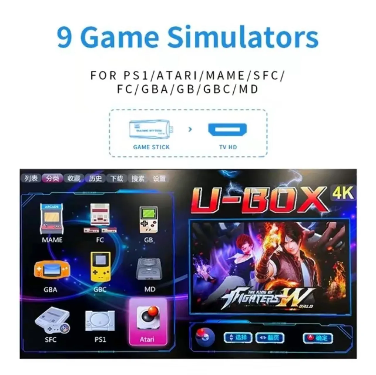 Retro Classic Game Console Wireless HDMI Output System, Built in 15,000+ Classic Handheld Video Games 2.4G Wireless Controllers, 9 Emulator Console - Image 5