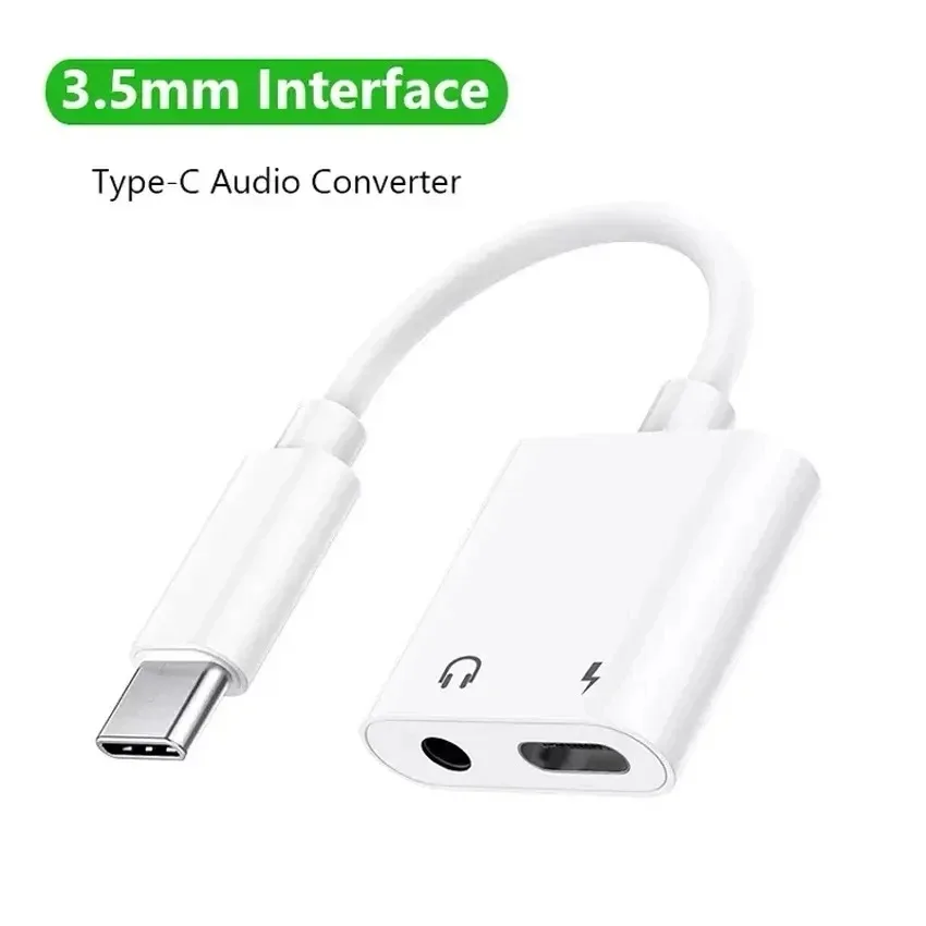 USB C to 3.5mm Headphone and Type-C Charger Adapter,2 in 1 USB C to Aux Audio Jack