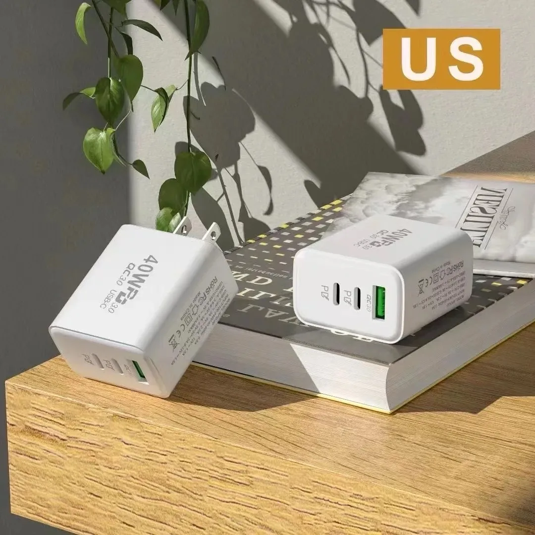 40W Triple Ports USB, Type C Charger, Type C Fast Charging - Image 5