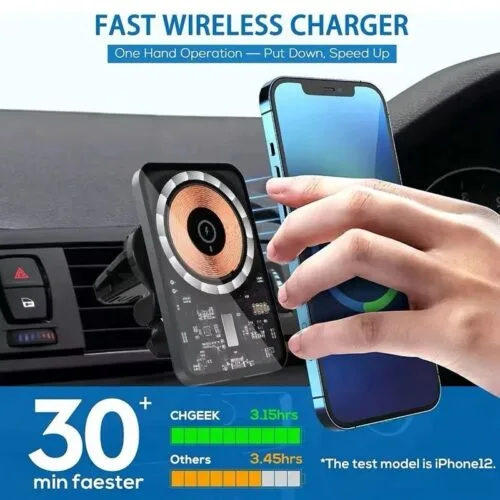 MagSafe Magnetic Clear back car wireless fast charger mount holder , type-c port Mobile Cellphone Charging - Image 3