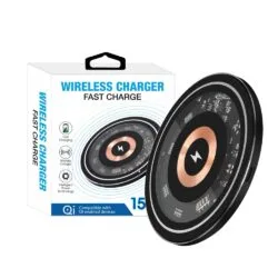 15W Transparent Clear View Cool Wireless Charging phone charger, for android, iPhone, AirPods, Cellphone Smartphone Electronic Mobile Charger