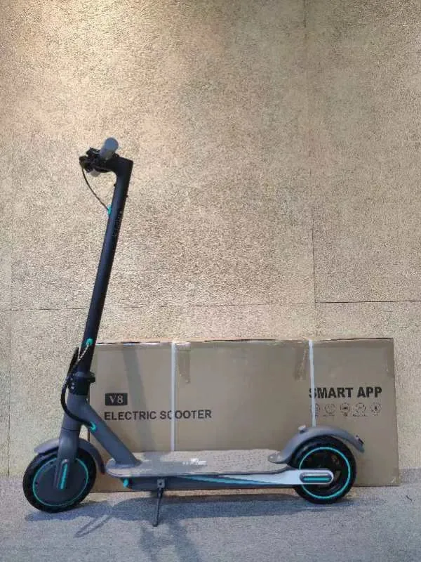V8 Blue Electric Scooter 19 Mile Range, 25MPH Top Speed, Foldable, Drum Brake, Easy to Carry, Led Light, App Control - Image 9