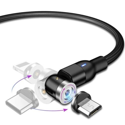 Magnetic 3-in-1 540 Degree Rotation Charging Cable, 1m length, 1 Piece Charging Cable Cord - Image 7