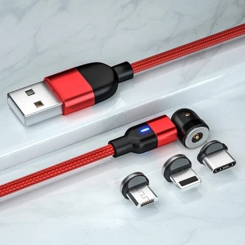 Magnetic 3-in-1 540 Degree Rotation Charging Cable, 1m length, 1 Piece Charging Cable Cord - Image 5