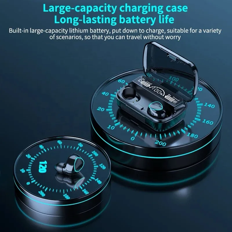 M10 TWS Wireless Earbuds, Bluetooth Headset with Box for Phone Noise Cancelling Mic Earbuds Wireless 
Bluetooth Earphones - Image 5