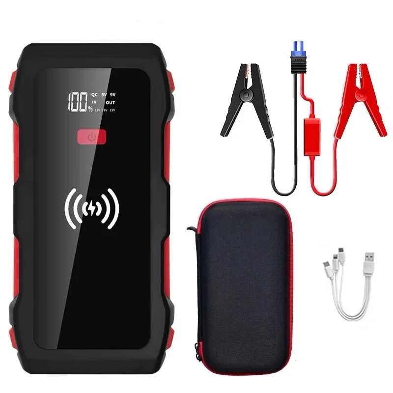 Portable Car Jump Starter & Wireless Charger, Dual USB QC 3.0