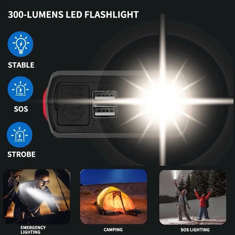 Portable Car Jump Starter & Wireless Charger, Dual USB QC 3.0 - Image 6