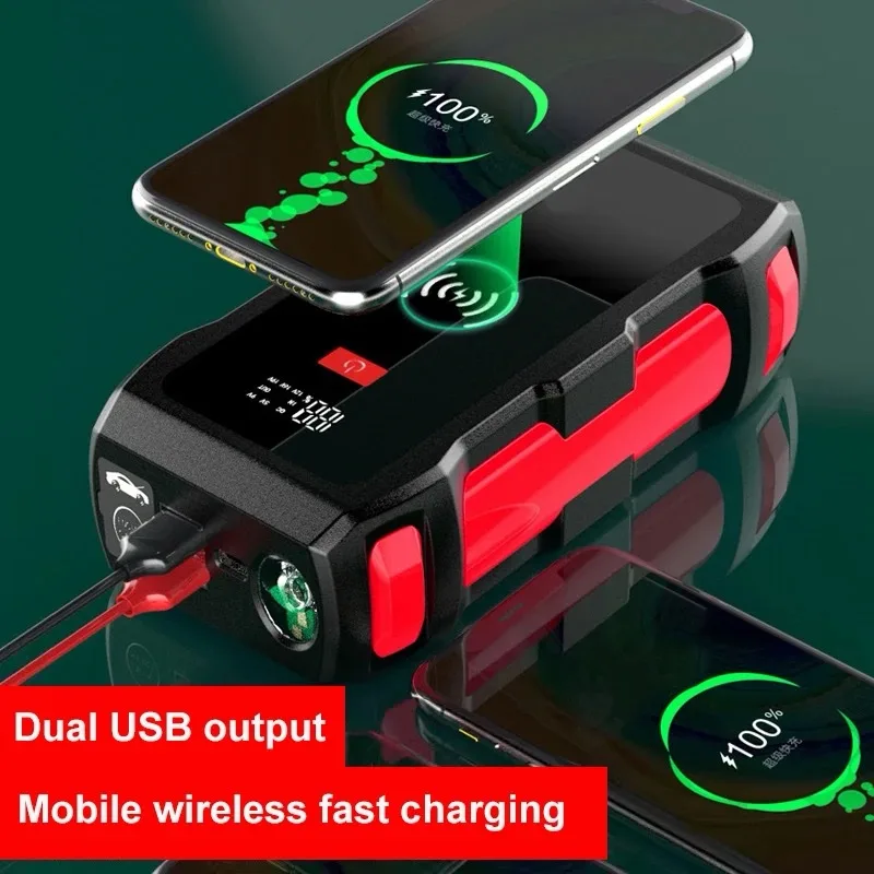 Portable Car Jump Starter & Wireless Charger, Dual USB QC 3.0 - Image 2