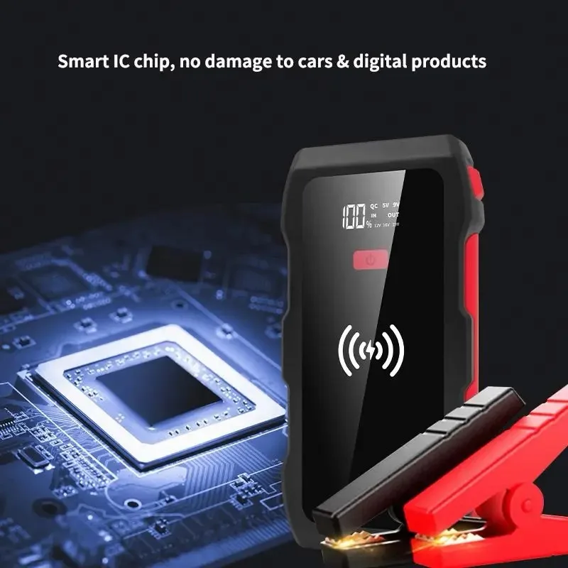 Portable Car Jump Starter & Wireless Charger, Dual USB QC 3.0 - Image 4
