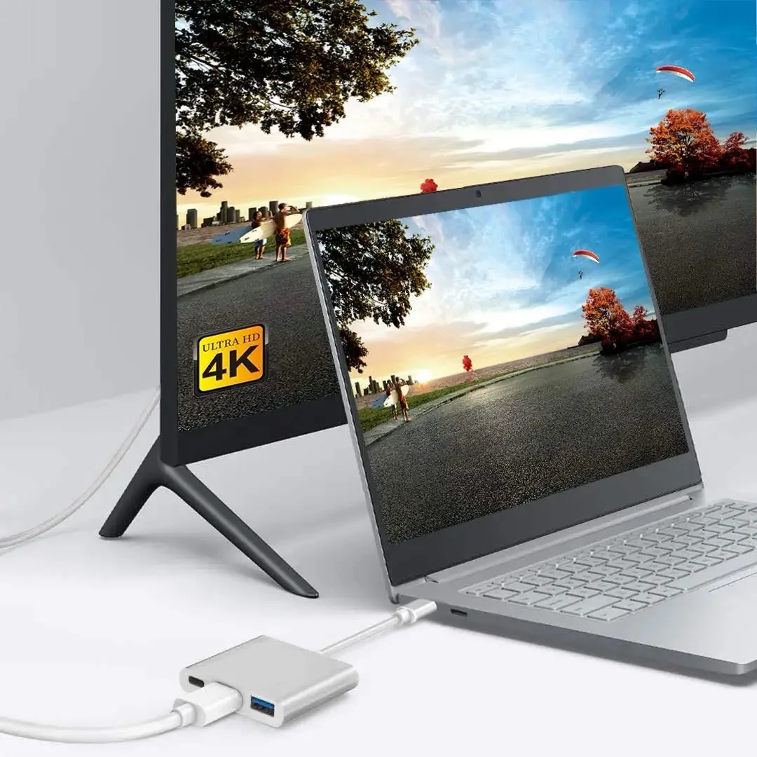 USB Type C Adapter with HDMI Output, 4K USB 3.0 Port & Charging Port Type C 100W Digital AV Multiport Adapter for MacBook Pro/Air, iPad Pro, Silver - Image 6