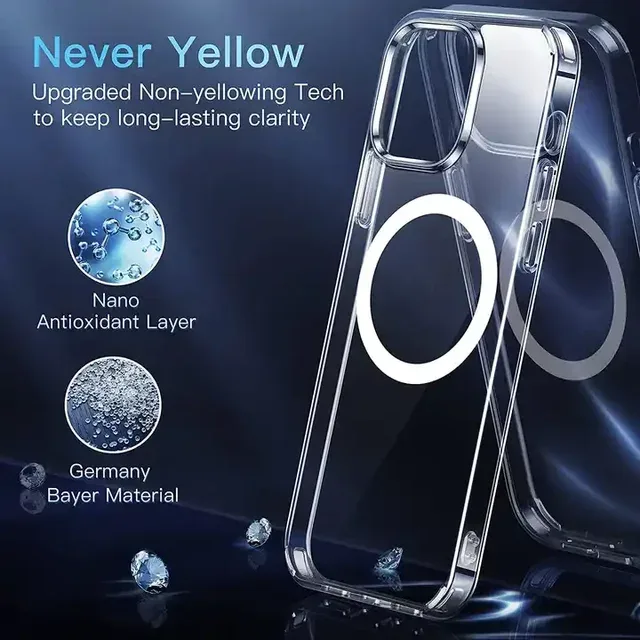 iPhone 16 Magsafe Magnetic Clear Hard TPU Case - Shockproof Cover for iPhone 16, 16 Plus, 16 Pro, 16 Pro Max - Image 2