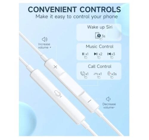 Earbuds with Lightning Connector, Wired Ear Buds for iPhone with Built-in Remote to Control Music, Phone Calls, and Volume - Image 5