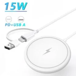 Magnetic MagSafe Wireless Charger 15W for iPhone 15/14/13/12 Series - Wireless Charging Device Compatible with Smartphones and Cellphones