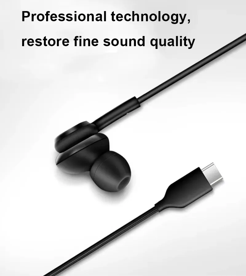 Type-C Wired Earbuds - Universal for Samsung Devices - Black Color - 1pc - Compatible with Phone Electronics Audio Headphone Headset - Image 4
