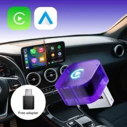 2-in-1 Wireless CarPlay & Android Auto Adapter – Converts Wired to Wireless | For Factory Wired CarPlay Cars (2017+) – Purple Edition