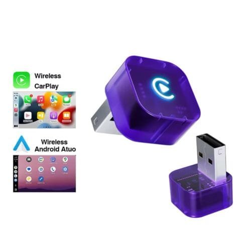 2-in-1 Wireless CarPlay & Android Auto Adapter – Converts Wired to Wireless | For Factory Wired CarPlay Cars (2017+) – Purple Edition - Image 5