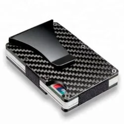 Carbon Fiber Wallet, Metal Money Clip Wallet, RFID Blocking Minimalist Wallet for Men Slim